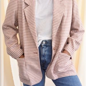 Vintage pink gingham wool blazer